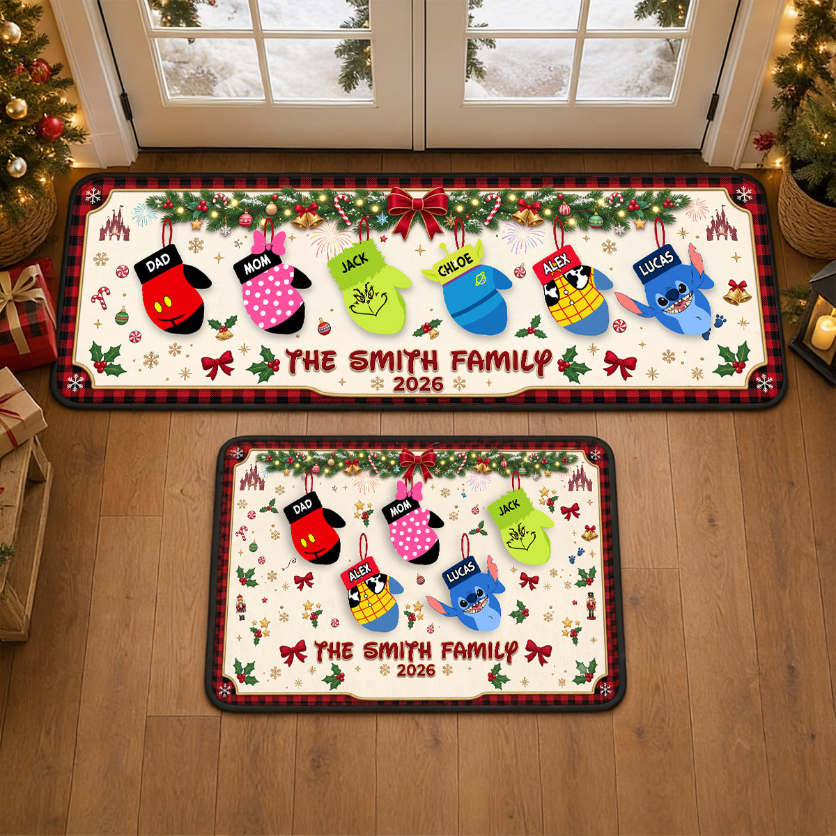 Christmas Glove Family Runner Rug - Personalized Gifts For Family Runner Rug 02NADT260826 Doormat PopCulturePrints