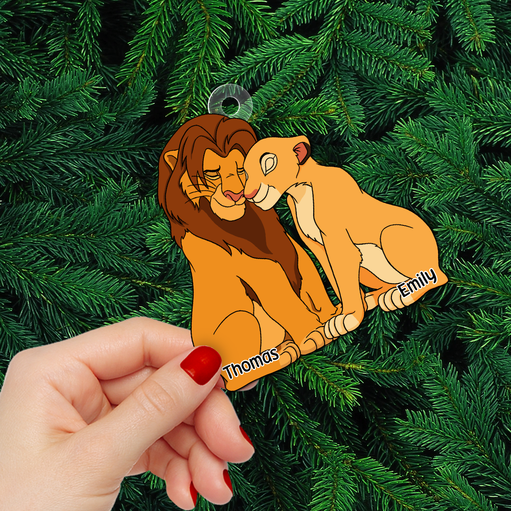 Personalized Family Christmas Ornament with Lion Themed Design Ornament PopCulturePrints