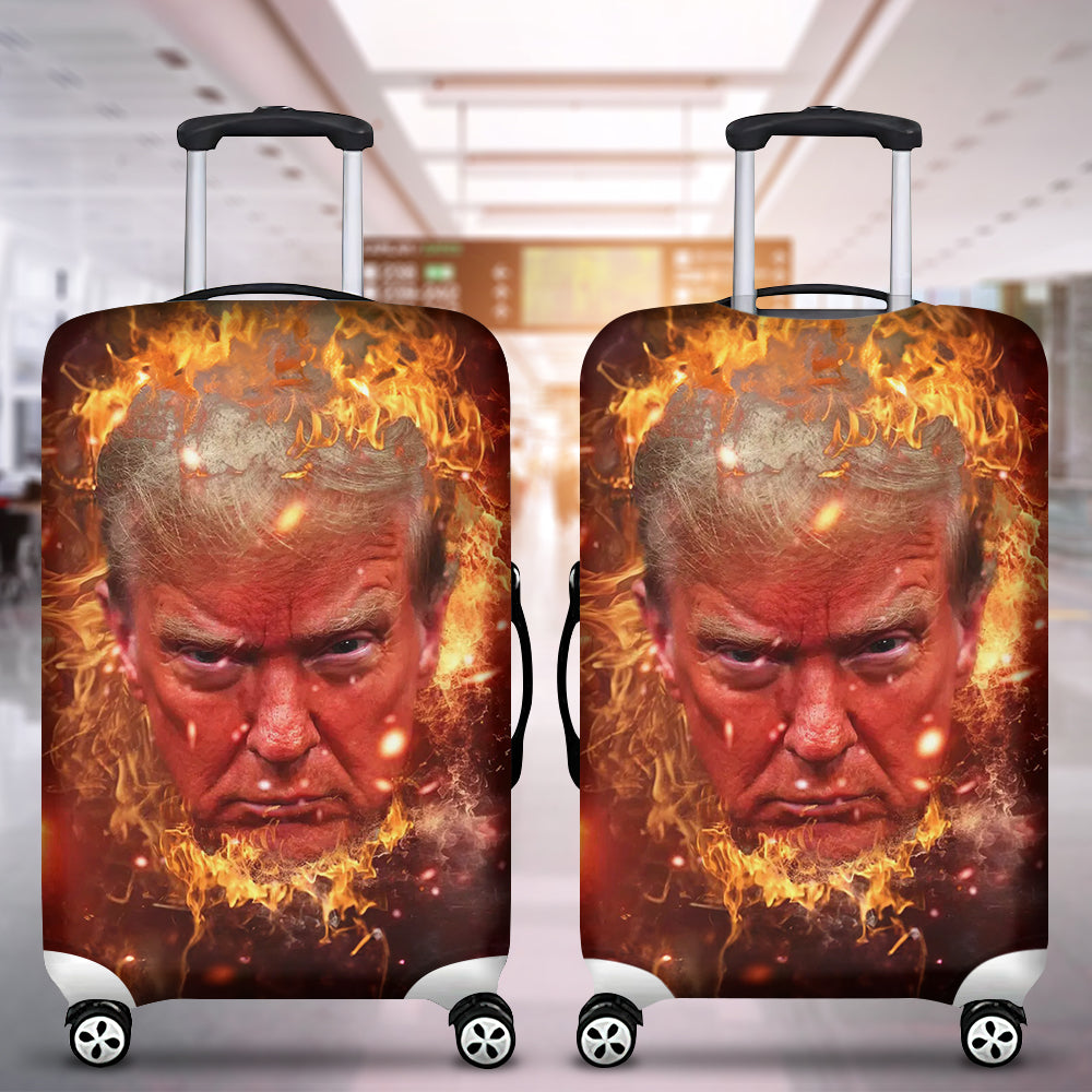 Fiery Presidential Face Luggage Cover - Trump Edition