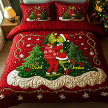 Load image into Gallery viewer, “Celebrate Love &amp; Joy” - Festive Couple Kiss Quilt Set - Personalized Christmas Gift for Couples Bedding Set PopCulturePrints
