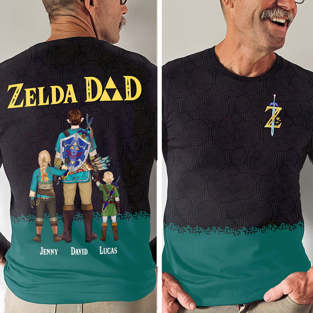 Personalized Zelda Dad Shirt - Custom Gamer Family Design