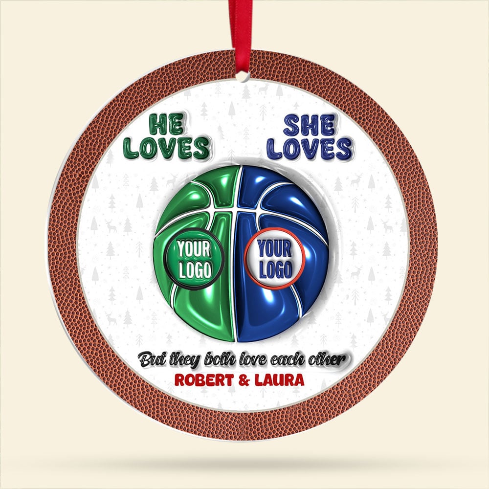 Personalized Basketball Ornament for Couples - Valentine's Day Gifts - Holiday Gift Ornament PopCulturePrints
