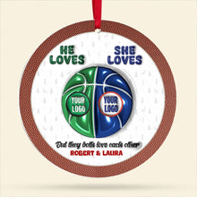 Load image into Gallery viewer, Personalized Basketball Ornament for Couples - Valentine&#39;s Day Gifts - Holiday Gift Ornament PopCulturePrints
