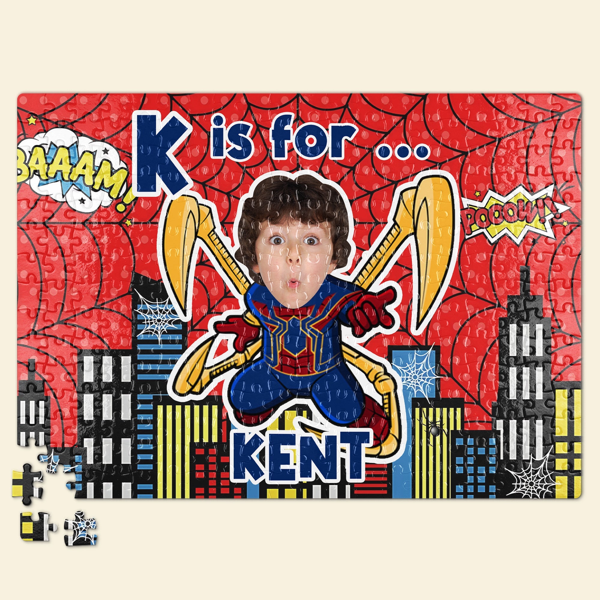 Personalized Superhero Kid Jigsaw Puzzle - Custom Name & Face Wood Sign PopCulturePrints