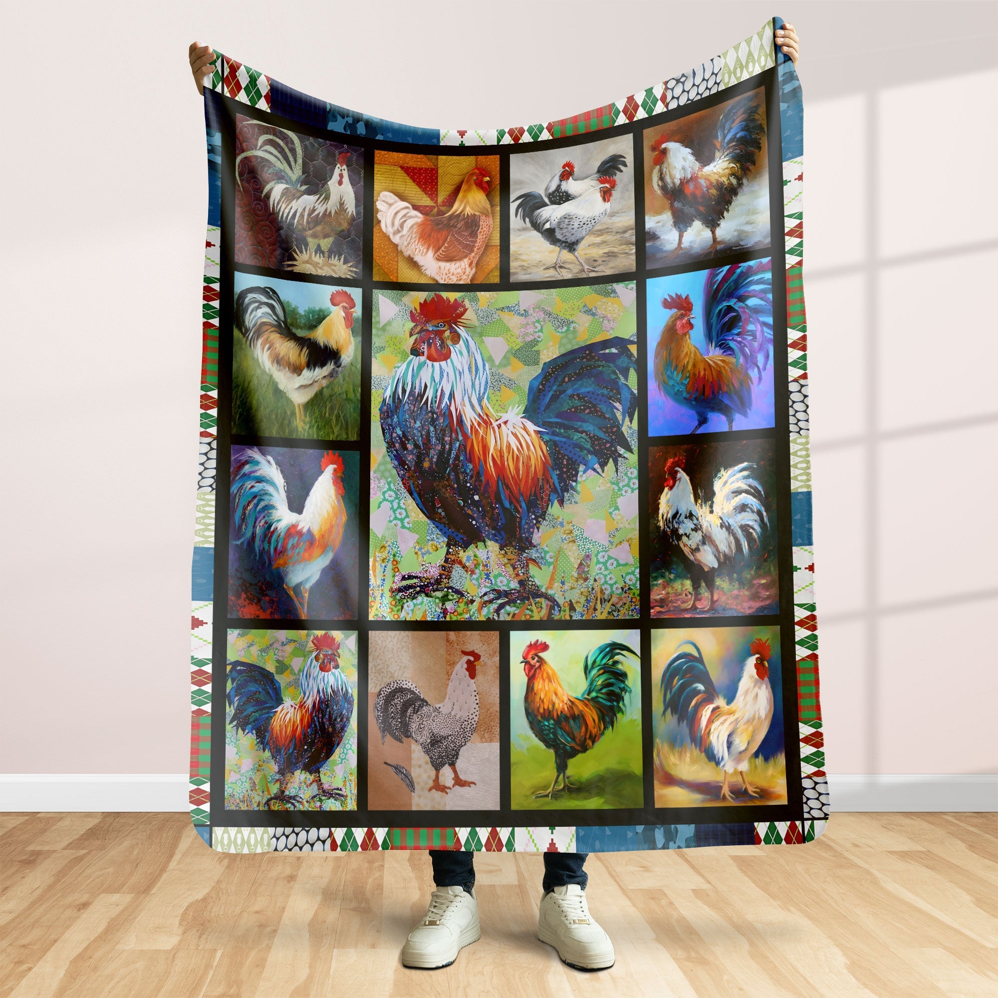 Personalized Chicken Lover Blanket - Custom Rooster Art Blanket PopCulturePrints