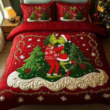 Load image into Gallery viewer, “Celebrate Love &amp; Joy” - Festive Couple Kiss Quilt Set - Personalized Christmas Gift for Couples Bedding Set PopCulturePrints

