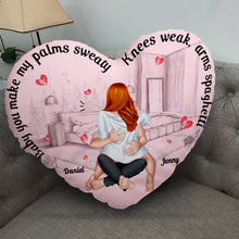 Load image into Gallery viewer, Customizable Heart-Shaped Couple Pillow - You Make My Palms Sweaty Pillow PopCulturePrints
