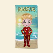 Load image into Gallery viewer, Personalized Superhero Beach Towel for Kids Beach Towel PopCulturePrints
