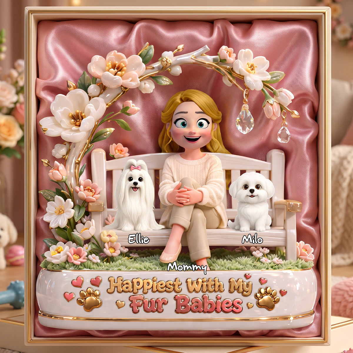 Happiest with My Fur Babies - Personalized Acrylic Plaque for Furbaby Lovers Shaped Plaques PopCulturePrints