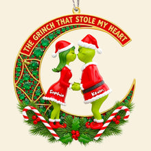 Load image into Gallery viewer, The Grinch That Stole My Heart - Personalized Green Couple Christmas Ornament Ornament PopCulturePrints
