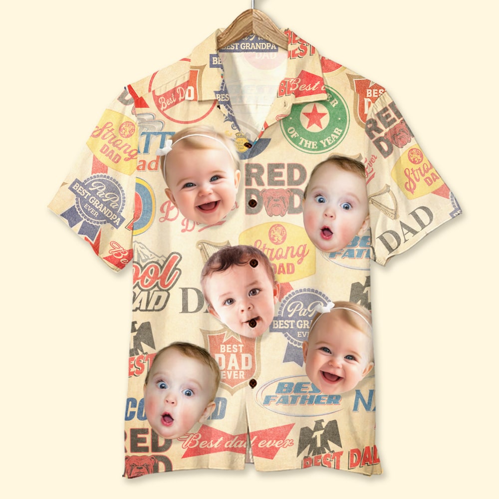 Personalized Hawaiian Shirt for Dad with Custom Baby Photos Hawaiian Shirts PopCulturePrints