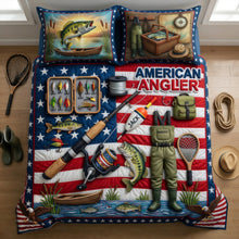 Load image into Gallery viewer, "Catch the Joy of Fishing!" - USA Fishing Quilt Bedding Set - Personalized Gifts for Fishing Lovers Blanket PopCulturePrints
