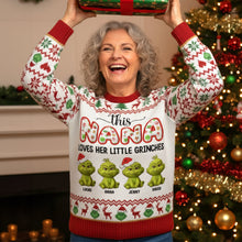 Load image into Gallery viewer, This Nana Loves Her Little Grinches - Personalized Ugly Christmas Sweater
