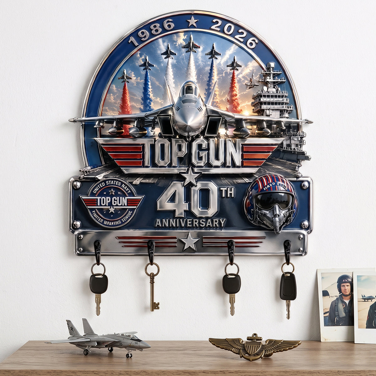 Fly High with Style: Sky Commander Key Hanger - Personalized Gift for Top Gun Fans