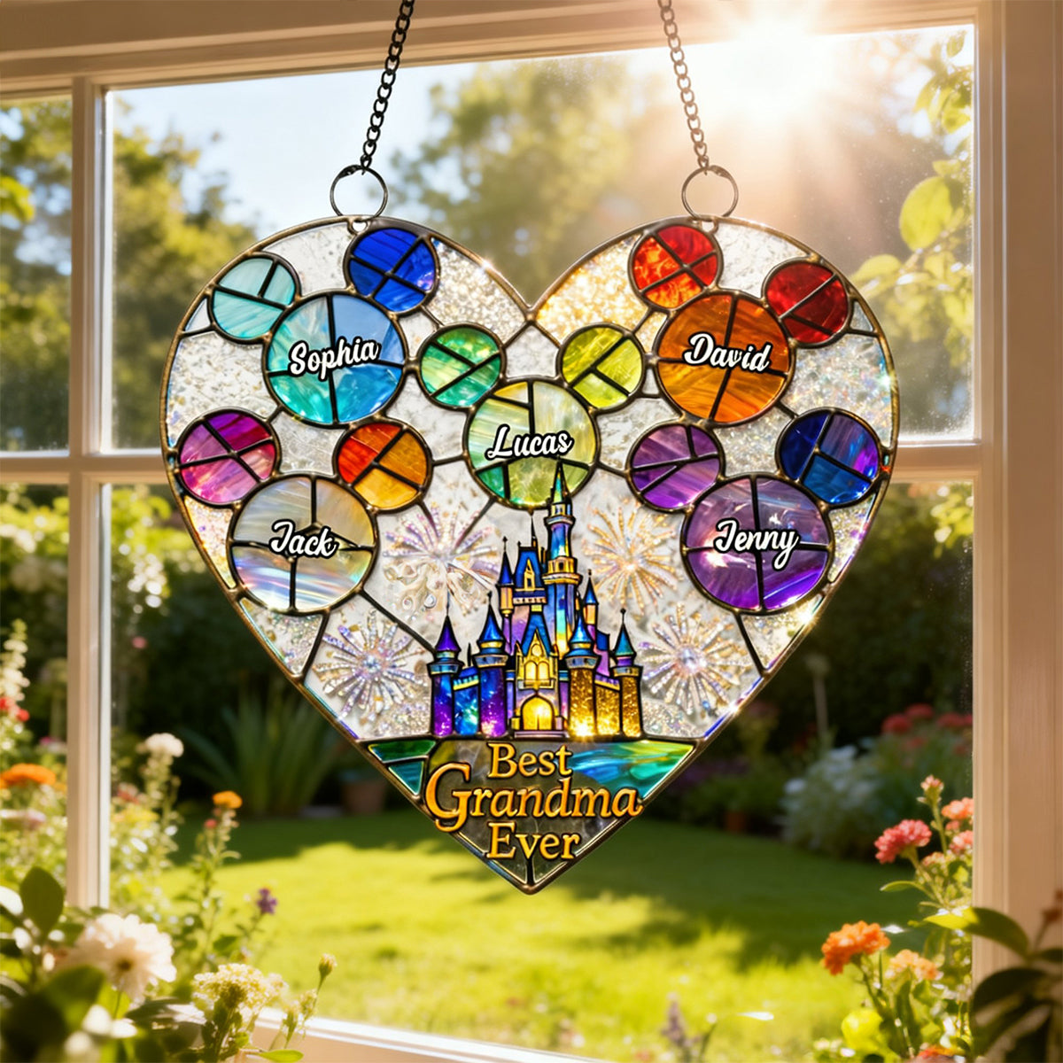 "Best Grandma Ever" - Customizable Suncatcher Ornament - Perfect Gift for Grandma and Mom Ornament PopCulturePrints