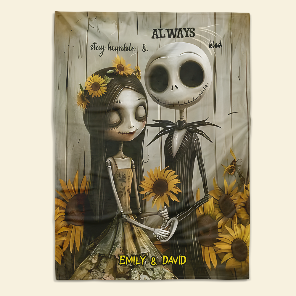 Customized Halloween Couple's Blanket - Stay Humble & Always Kind Design