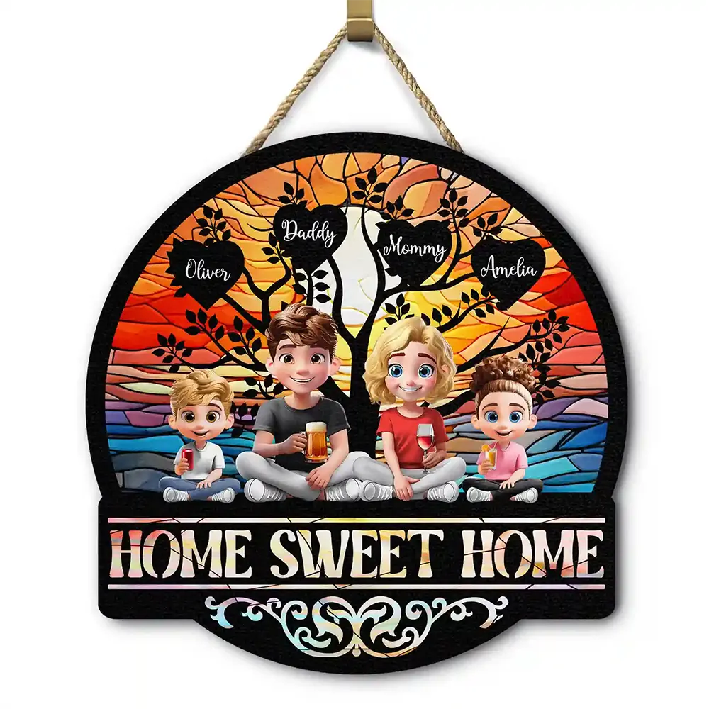 Home Sweet Home Family - Personalized Custom Shaped Wood Sign for Every Family Member Wood Shaped Sign PopCulturePrints