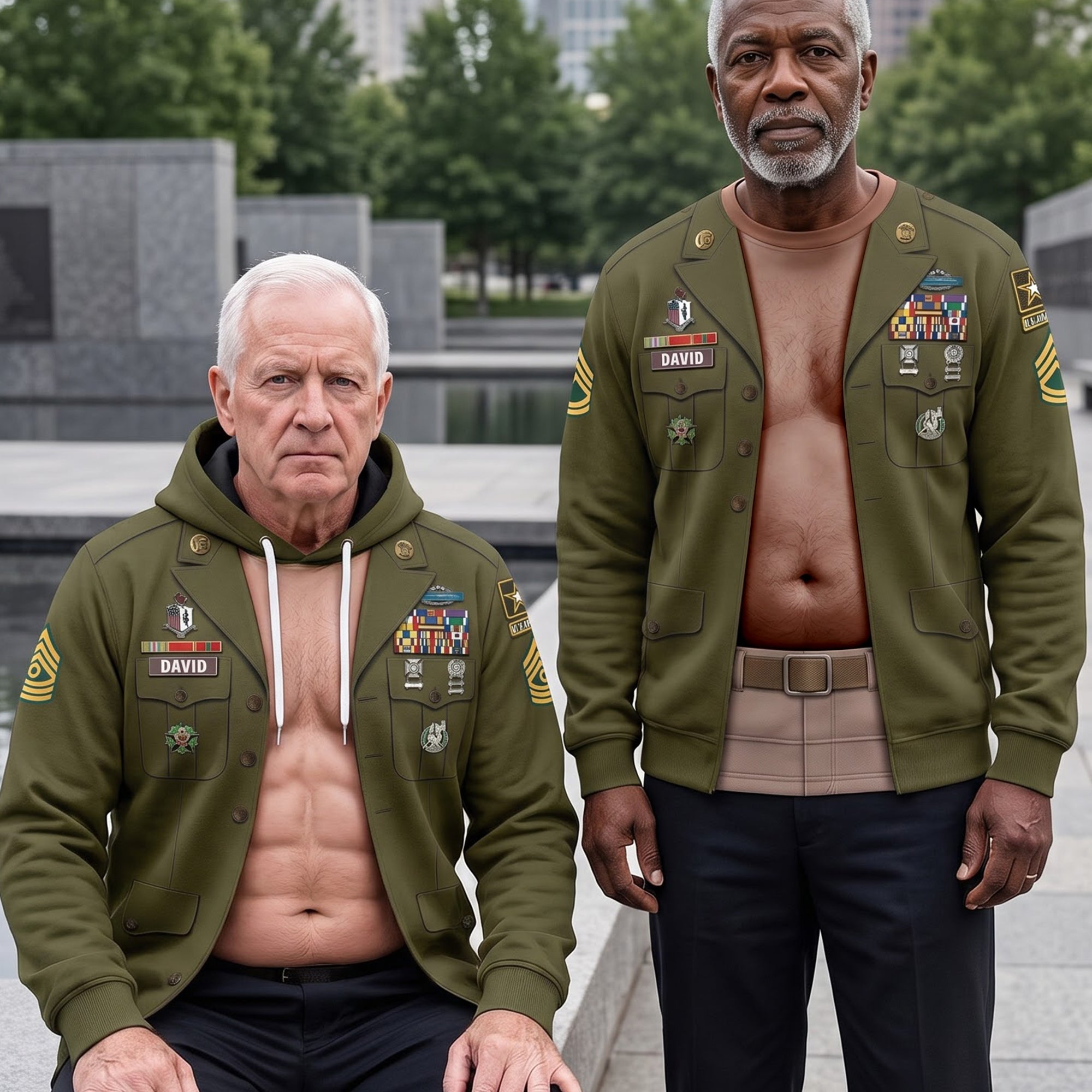 "Serve with Pride: A Funny Military Shirt for Veterans" - Personalized Patriotic Gifts AOP Products PopCulturePrints
