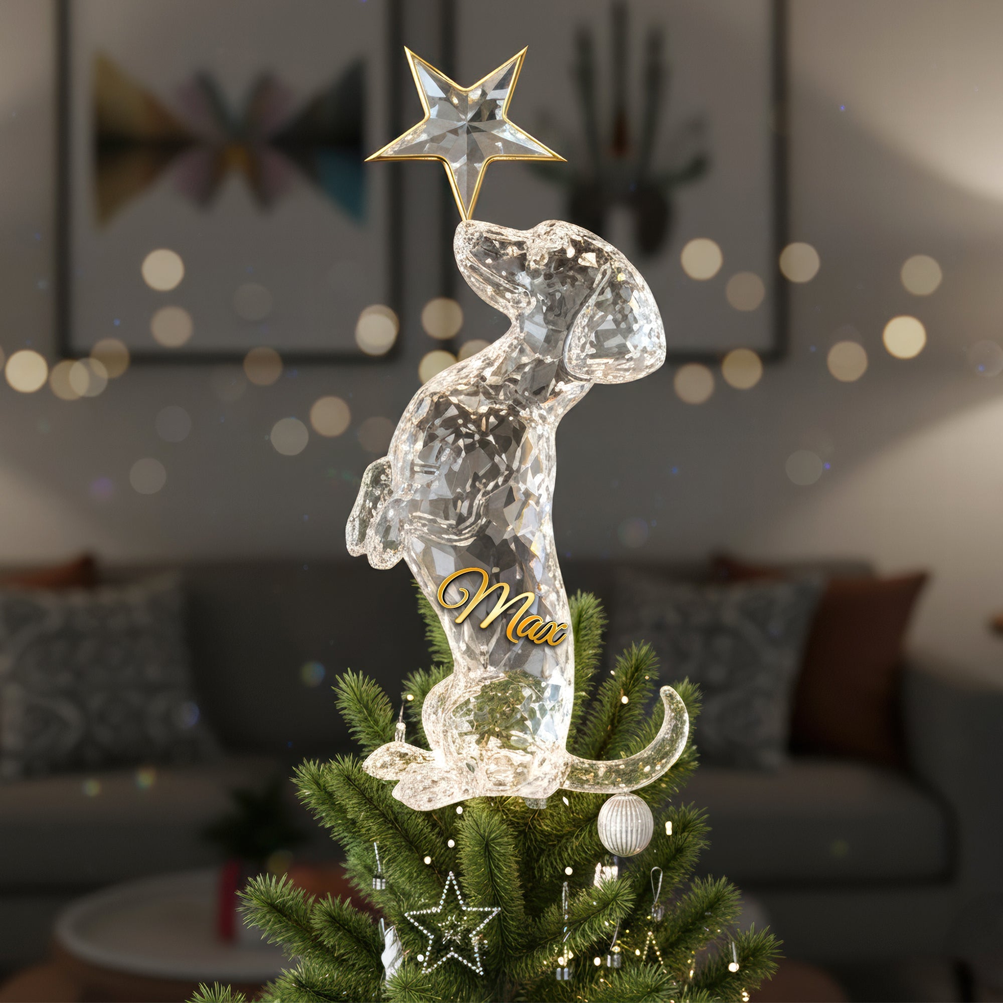 "Shine Bright Like a Star" - Graceful Dog Tree Topper - Personalized Gift for Dog Lovers Ornament PopCulturePrints