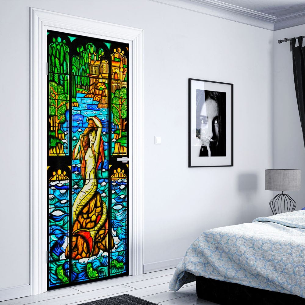 Mermaid Stained Glass Door Cover - Perfect Gift for Movie & Book Lovers