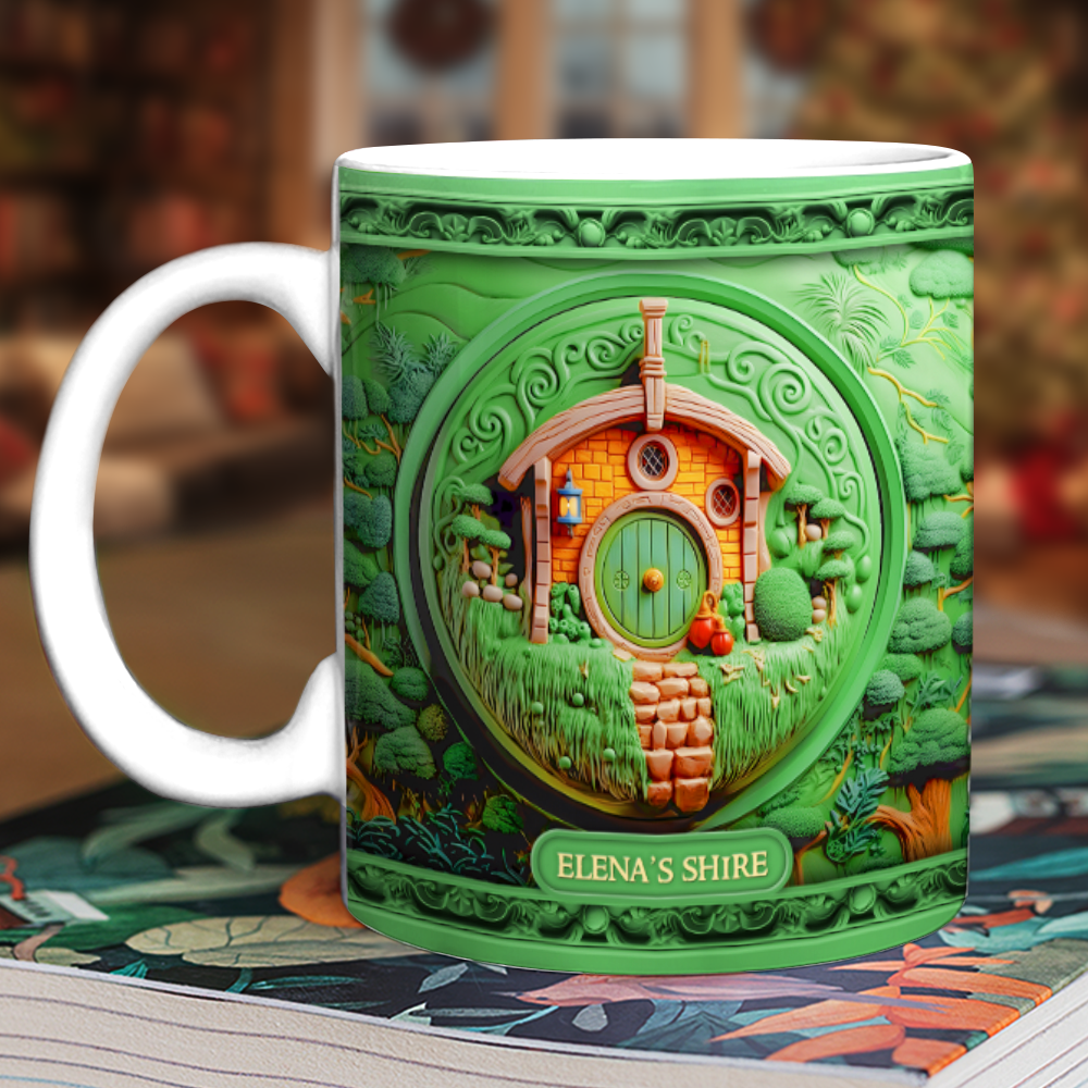 Personalized Fantasy Adventure Coffee Mug - Custom Hobbit House Design