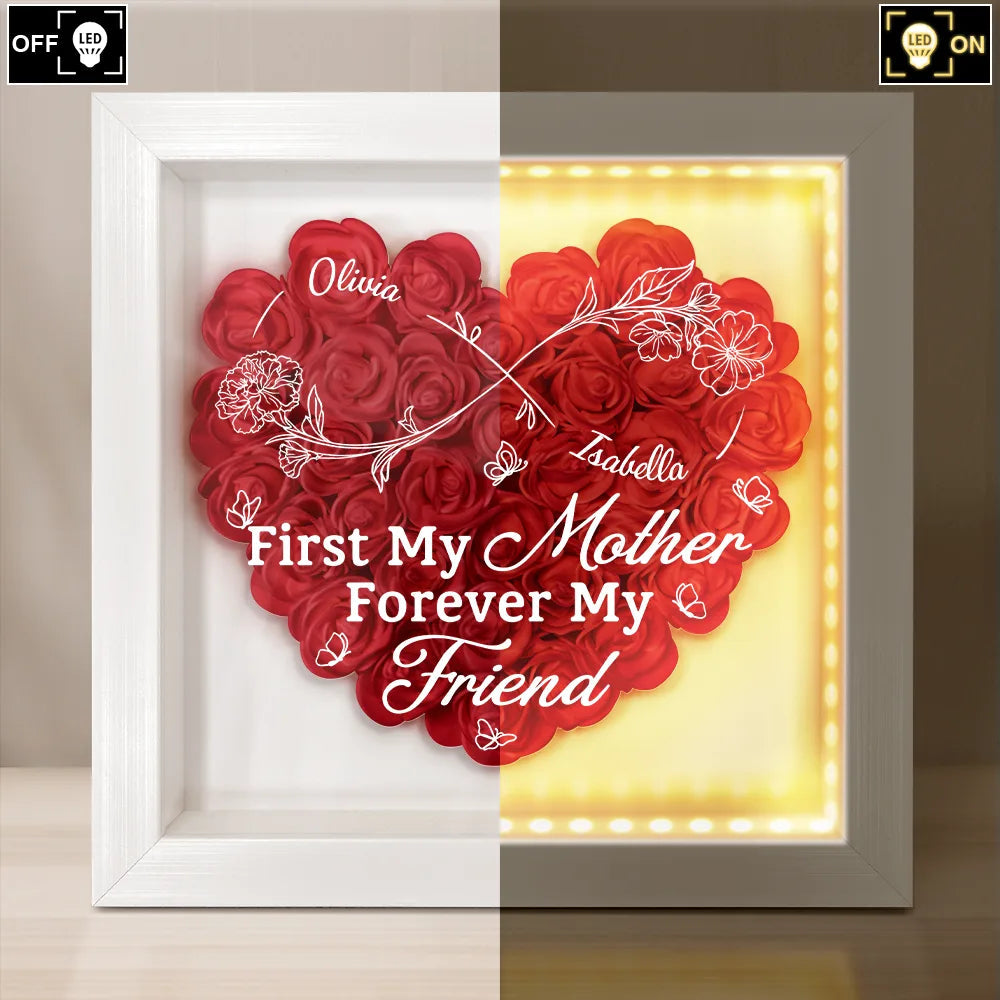 “Mother & Daughter Forever Linked Together” - Personalized LED Light Flower Shadow Box - Unique Gift for Moms, Grandmas & Daughters LED Light Flower Shadow Box PopCulturePrints