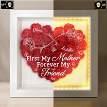Load image into Gallery viewer, “Mother &amp; Daughter Forever Linked Together” - Personalized LED Light Flower Shadow Box - Unique Gift for Moms, Grandmas &amp; Daughters LED Light Flower Shadow Box PopCulturePrints
