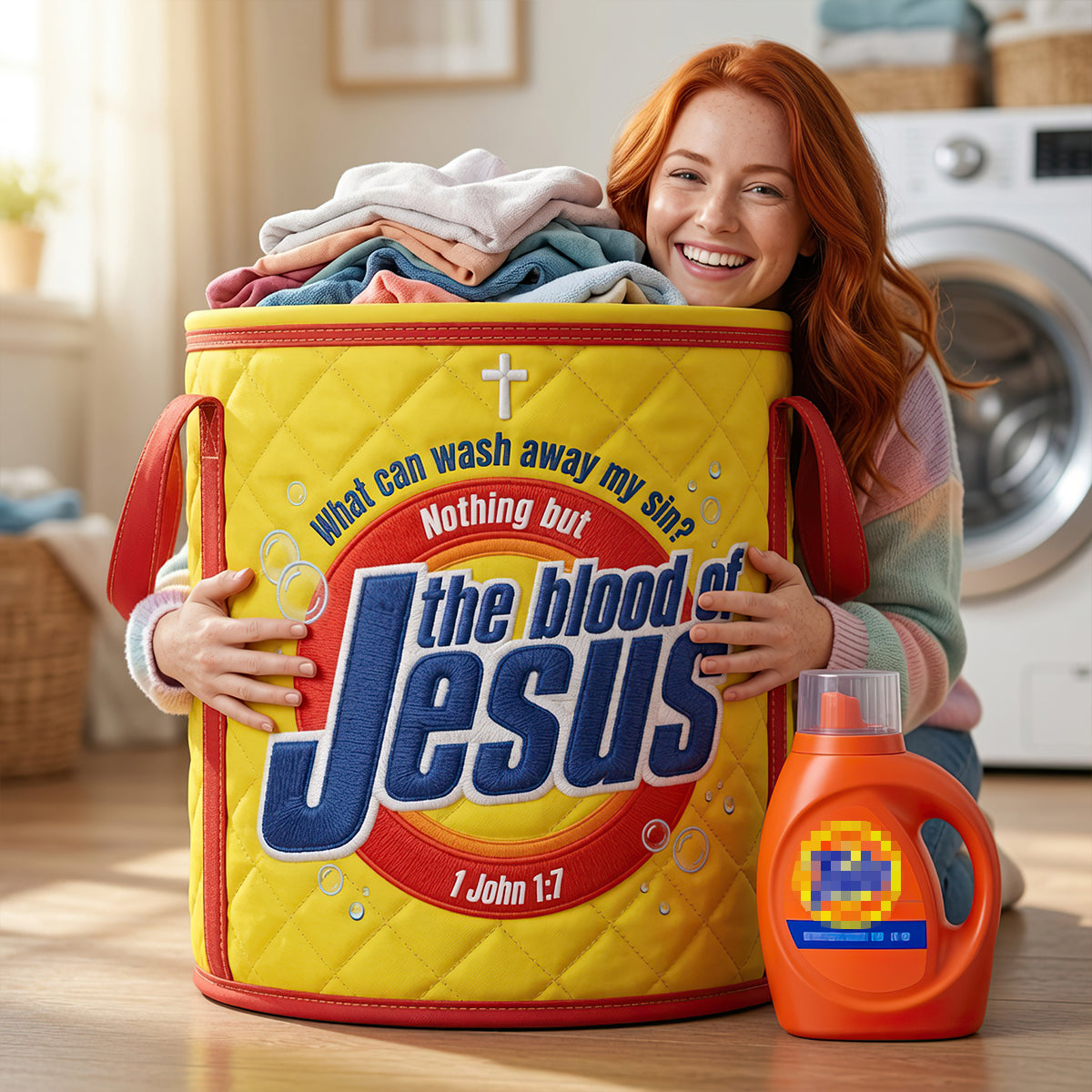 Washed in Love - Personalized Gifts Quilted Laundry Basket 01NADT100726 Laundry Basket PopCulturePrints