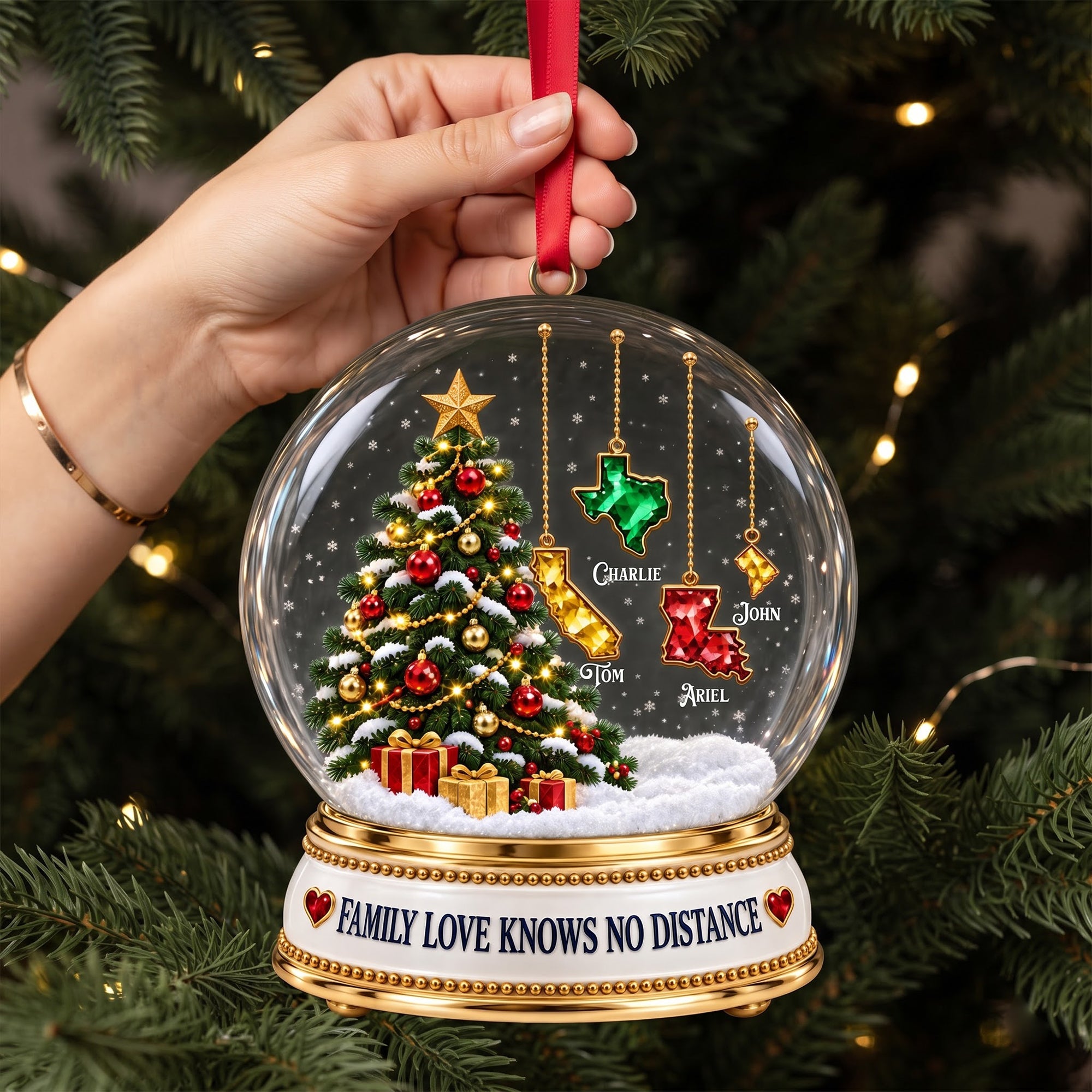 Family Love Knows No Distance - Personalized Christmas Ornament Gift for Family & Friends Ornament PopCulturePrints