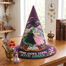 Load image into Gallery viewer, "Magic Awaits with Every Stitch!" - Personalized Enchanted Pink and Green Quilted Witch Hat - Perfect Gift for Halloween Lovers and Cosplay Enthusiasts
