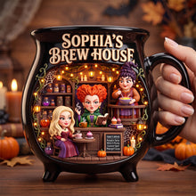 Load image into Gallery viewer, "Stirring Up Magical Moments, Personalized Brew House Cauldron Mug - Gift for Witchy Friends, Coffee Lovers, and Halloween Enthusiasts"
