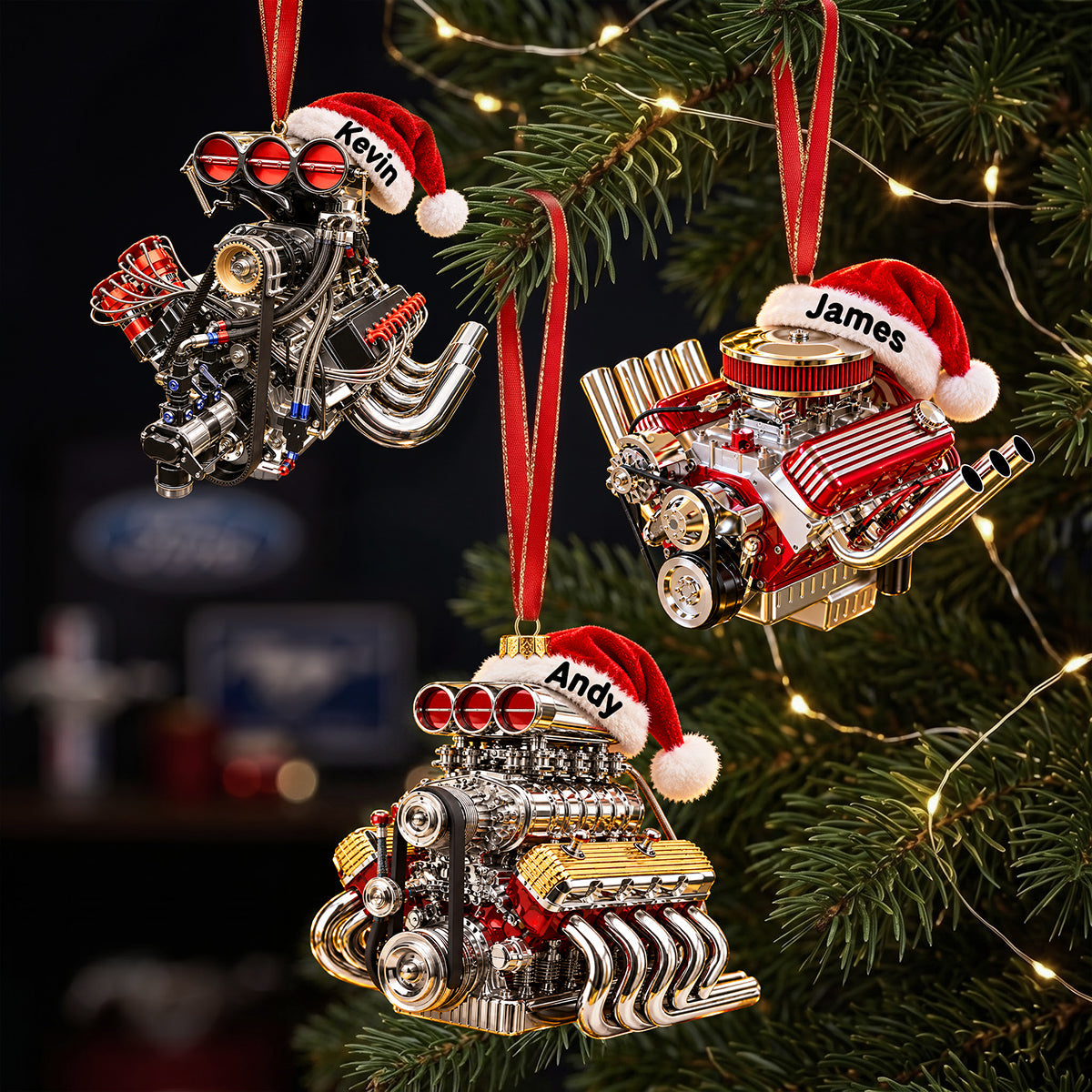 Rev Up the Holidays! Personalized Drag Racing V8 Engine Ornament - Perfect Gift for Racing Fans Ornament PopCulturePrints