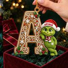 Load image into Gallery viewer, “Spread Holiday Cheer with Personalized Charm” - Whimsical Character Initial Alphabet Ornament - Personalized Christmas Gift
