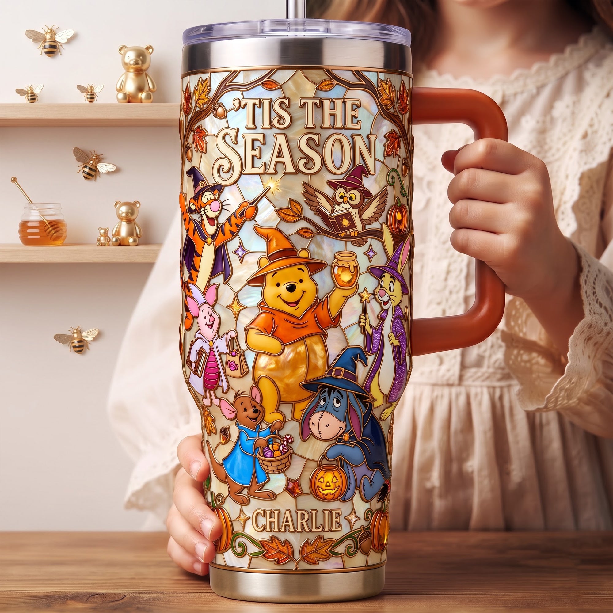 'Tis The Season Colorful 40oz Tumbler - Personalized Gift for Friends, Family, and Halloween Lovers