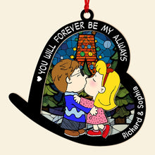 Load image into Gallery viewer, Personalized Romantic Christmas Ornament for Couples - Kissing Under the Mistletoe
