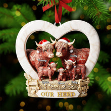 Load image into Gallery viewer, Our Herd: A Heartwarming Family Keepsake - Personalized Highland Cow Ornament Ornament PopCulturePrints
