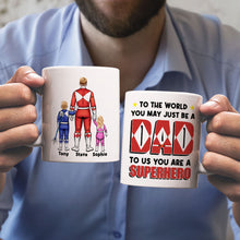 Load image into Gallery viewer, Personalized Superhero Dad Mug - Custom Names Coffee Mug PopCulturePrints
