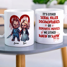 Load image into Gallery viewer, Personalized Horror Couple Mug - Funny Serial Killer &amp; Romance Coffee Mug PopCulturePrints
