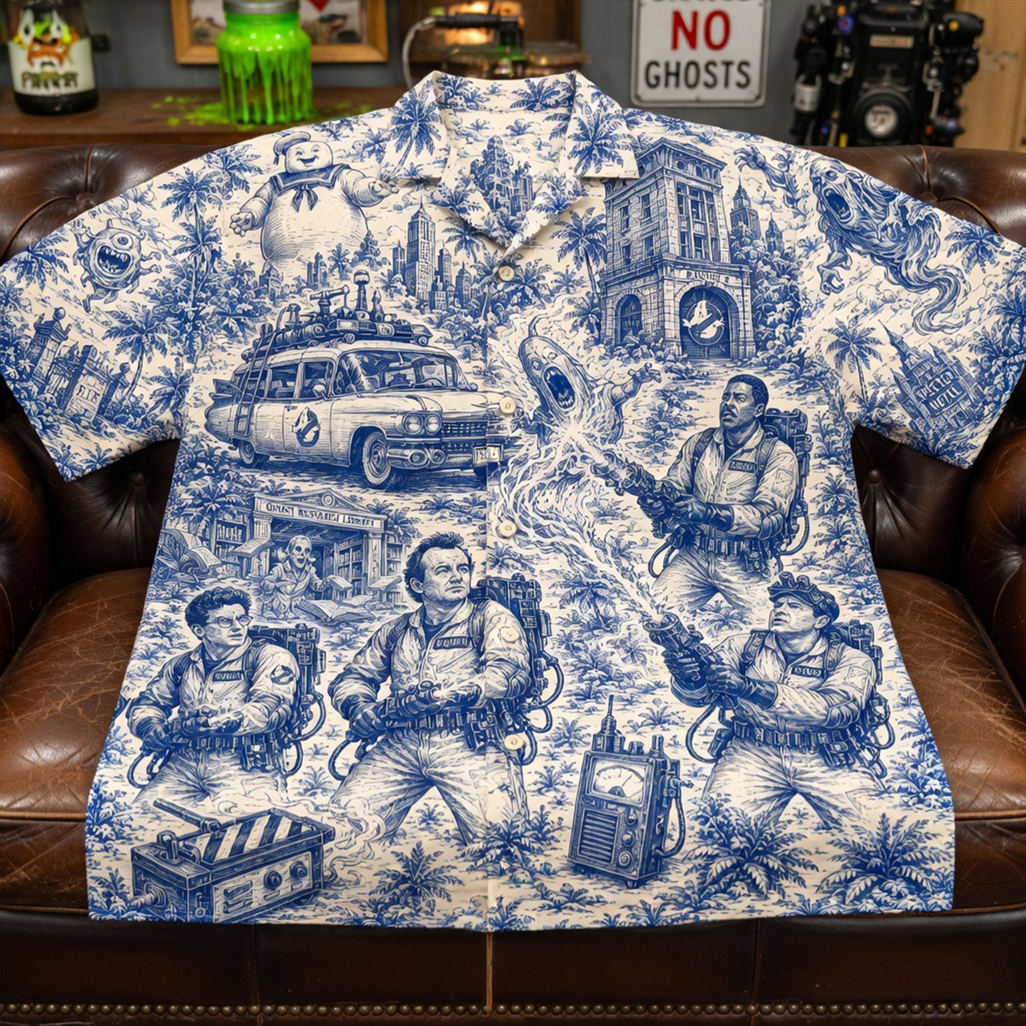 "Unleash Your Inner Ghostbuster!" - Personalized Paranormal Hawaiian Shirt - Custom Gift for Fans of Pop Culture and Ghostly Adventures