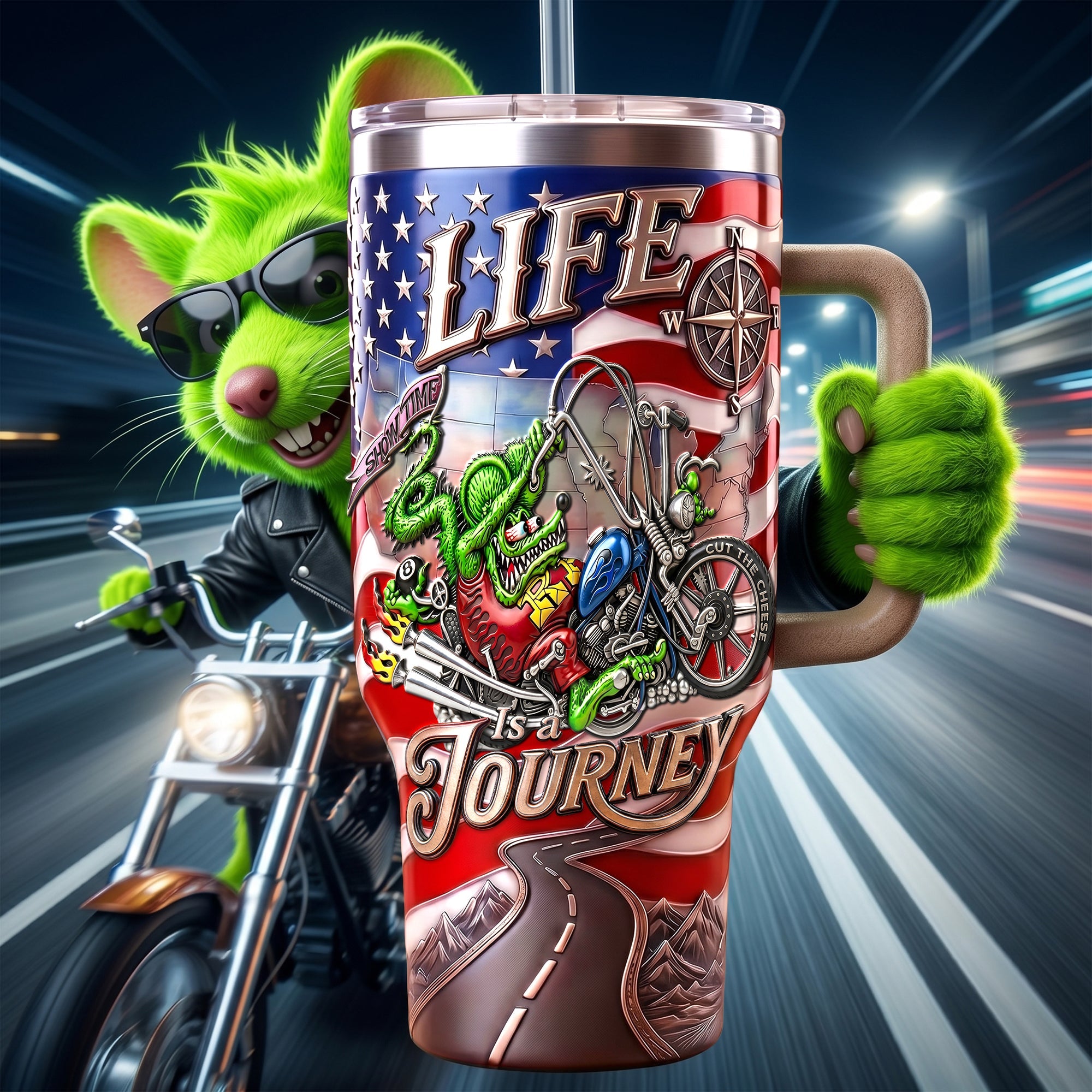 “Life Is a Journey” - Custom Speed Monster Tumbler - Perfect Gift for Hot Rod Lovers