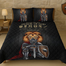 Load image into Gallery viewer, “Put on the Full Armor of God!” - Personalized Lion Warrior Quilt Bedding Set - Custom Gift for Spiritual Warriors, Faith Seekers, and Meaningful Occasions Bedding Set PopCulturePrints
