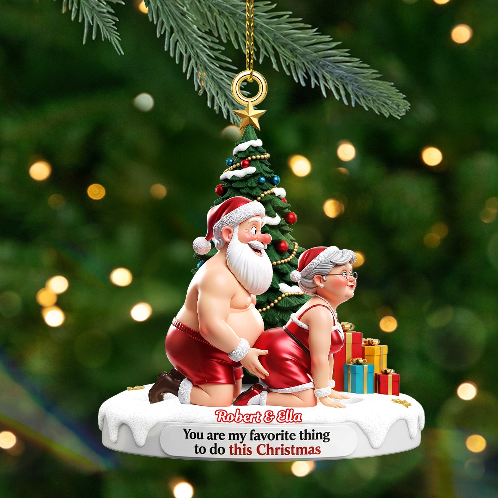 You Are My Favorite Thing to Do - Personalized Old Naughty Couple Christmas Ornament Ornament PopCulturePrints