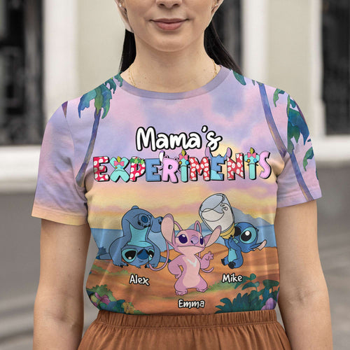 Personalized Cartoon-Themed Mom Shirt - Custom Names AOP Products PopCulturePrints
