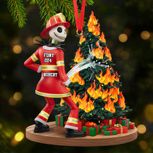 Load image into Gallery viewer, “Spook-tacular Moments Await!” - Funny Spooky Firefighter Ornament - Personalized Gift for Firefighters Ornament PopCulturePrints
