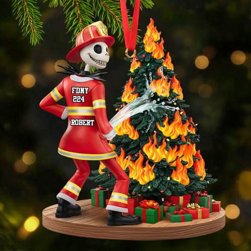“Spook-tacular Moments Await!” - Funny Spooky Firefighter Ornament - Personalized Gift for Firefighters Ornament PopCulturePrints