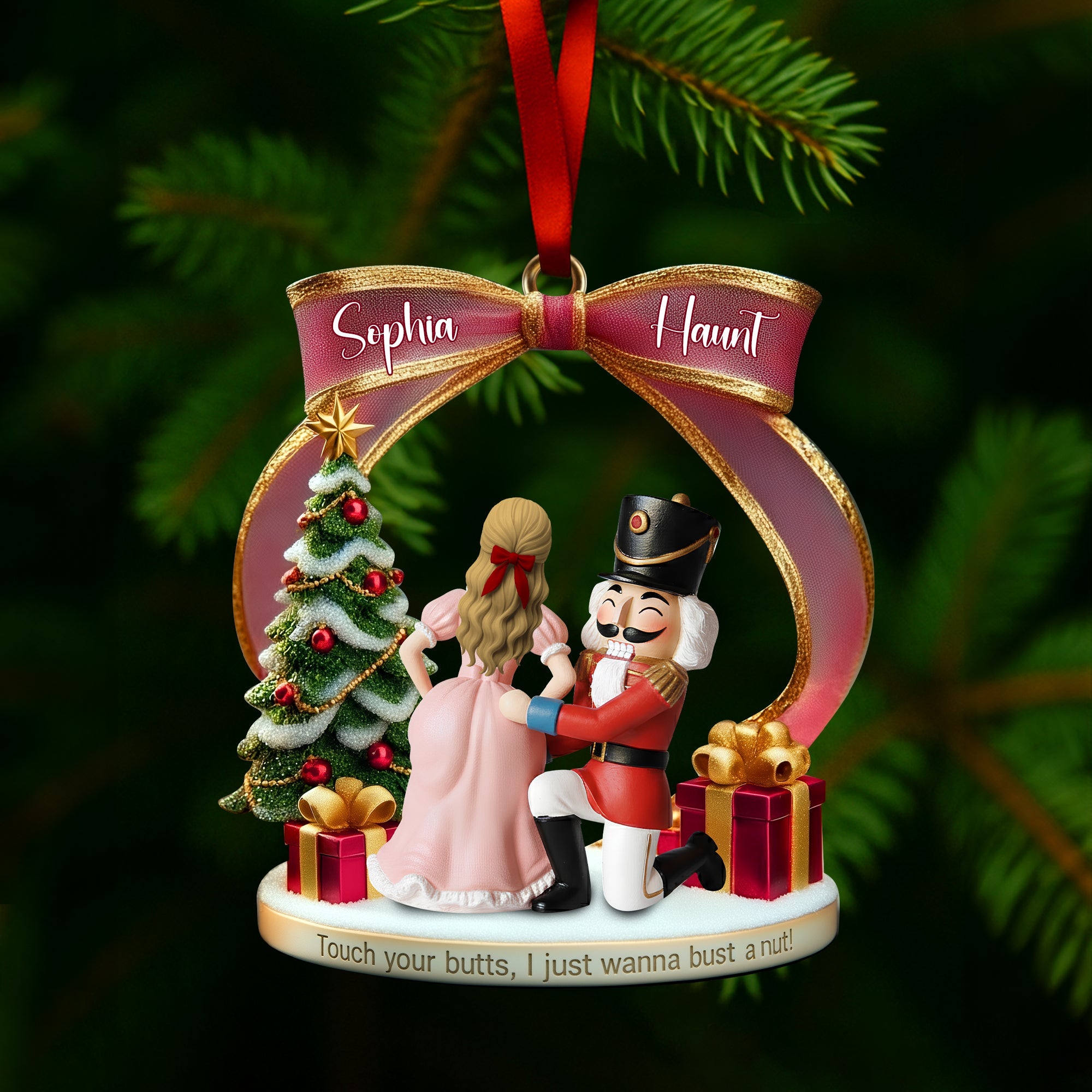 Touch Your Butts, I Just Wanna Bust A Nut - Personalized Christmas Ornament for Couples Ornament PopCulturePrints