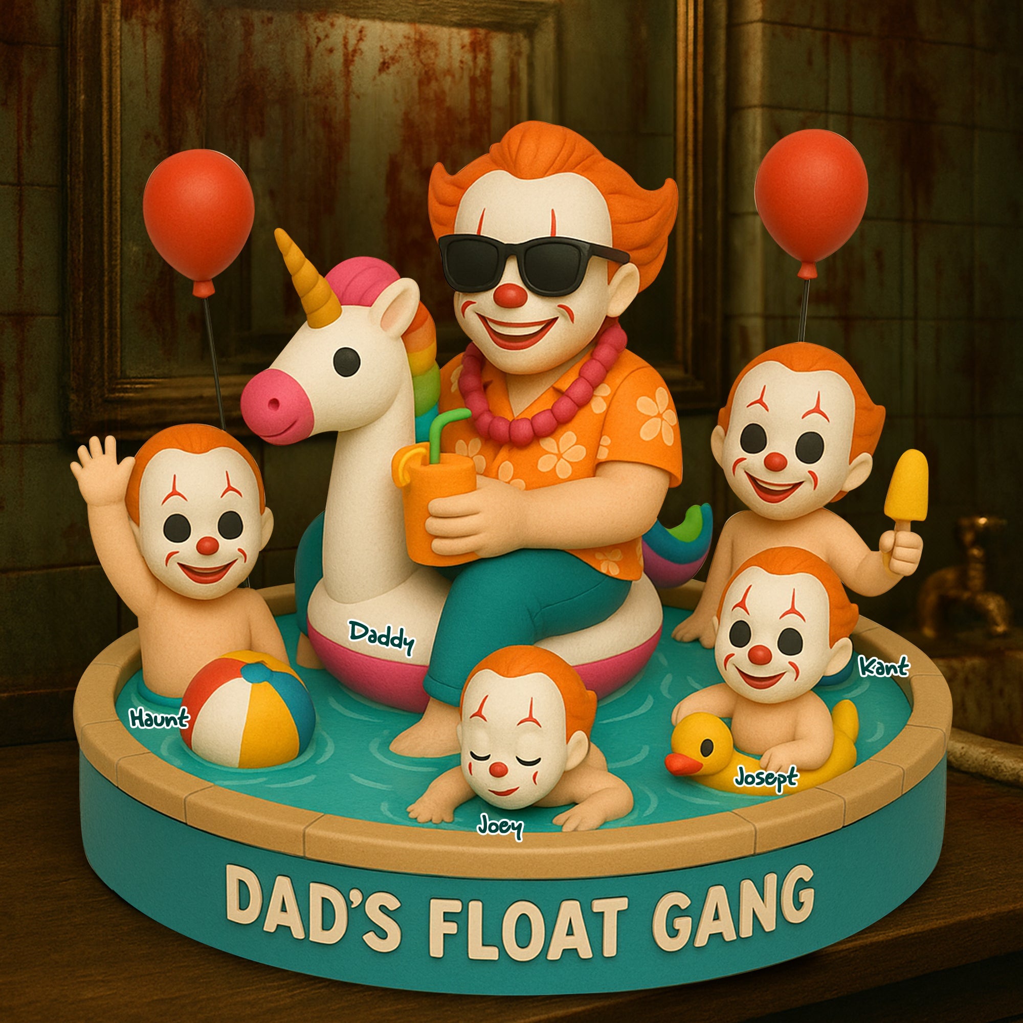 “Make a Splash with Dad's Float Gang!” - Personalized Acrylic Plaque for Dad Shaped Plaques PopCulturePrints