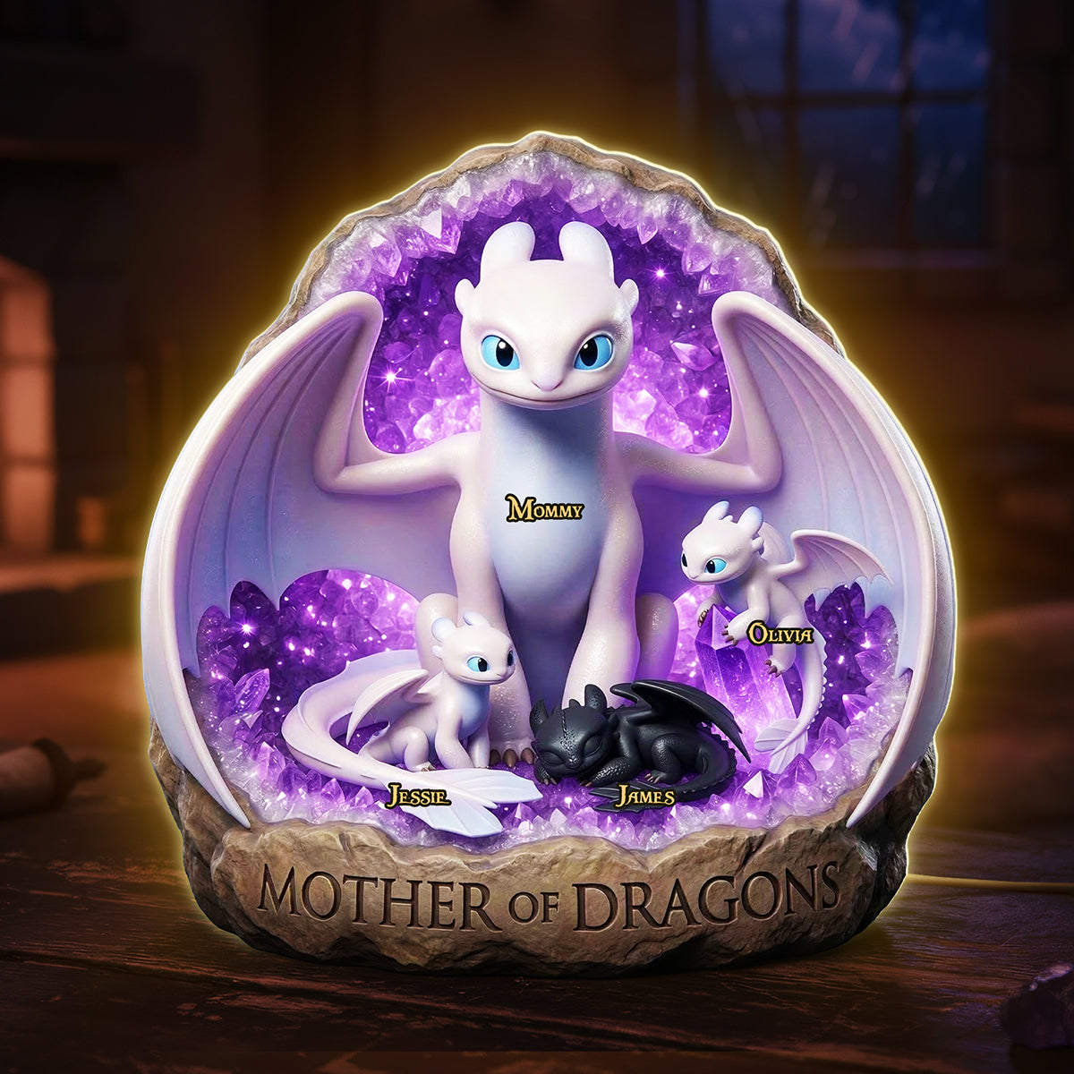 “Mother of Dragons” - Personalize Your Fantasy Mom Light Box - Perfect Gift for Moms, Grandmas and More Light Box PopCulturePrints