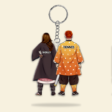 Load image into Gallery viewer, Personalized Couple Keychain - Customizable Cartoon Design Keychains PopCulturePrints
