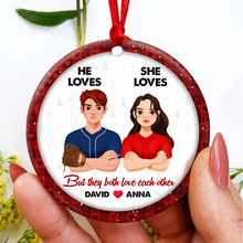 Load image into Gallery viewer, Custom Baseball Lovers Ornament | Personalized Couple Gift | Valentine&#39;s Day Gifts Ornament PopCulturePrints
